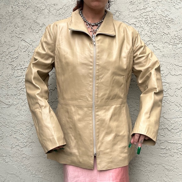 Y2k Neutral Leather Moto Jacket - Picture 8 of 10